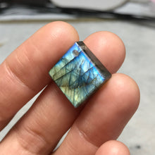 Load image into Gallery viewer, Labradorite Diamond Shape Pendant Parts | Golden &amp; Blue Flash | Handmade Crystal Jewelry DIY Supplies

