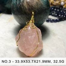 Load image into Gallery viewer, Rose Quartz Wire Wrapped Pendant | Handmade Natural Raw Stone Wired Pendant | DIY Jewelry Parts
