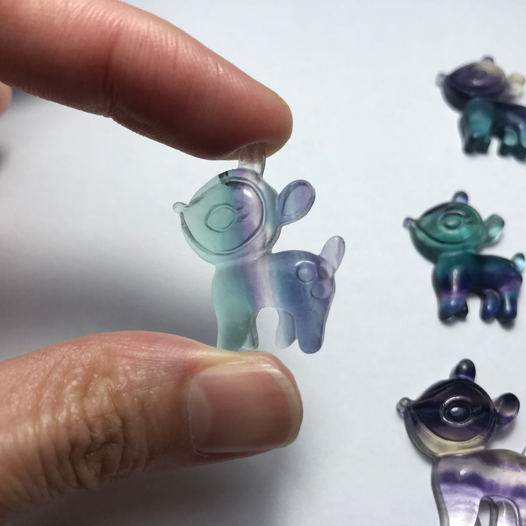 Rainbow Fluorite Christmas Deer Pendant Multi-color Fluorite Natural Crystal Gemstone Christmas Gift DIY Jewelry Making Parts