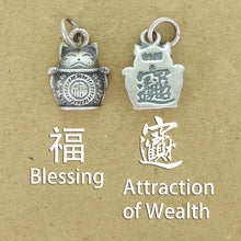 Load image into Gallery viewer, 10 Pcs 925 Sterling Silver Lucky Cat Maneki Neko Pendant DIY Jewelry Making Supply
