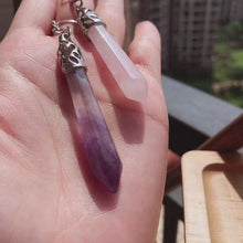 Load and play video in Gallery viewer, Handmade Amethyst Rose Quartz Pendulum | White Copper | Crown Chakra Heart Chakra

