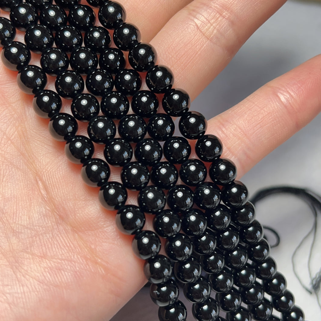 Top Grade 6mm Natural Black Tourmaline Round Bead Strands for DIY Jewelry Project