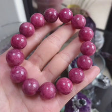 Load and play video in Gallery viewer, Large Beads 14.4mm Natural Rhodonite Bracelet | High-Quality Healing Stone | Heart Chakra Reiki Healing
