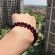 Load and play video in Gallery viewer, Protection Red Garnet Crystal Bracelet | Root Chakra Healing Stone Jewelry | 8mm Beaded Elastic Style
