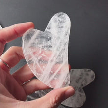 Load and play video in Gallery viewer, Genuine Clear Quartz Quartz Gua Sha Tool | High-quality Facial Massage Natural Health Product
