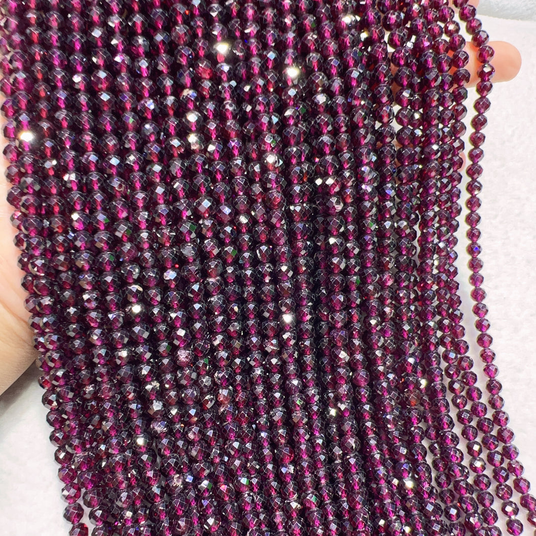 Best Quality in Strands 5mm Natural Rhodolite Purple Garnet Faceted Bead Strands for DIY Jewelry Projects