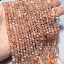 Load image into Gallery viewer, 4mm Natural Faceted Peach Moonstone Bead Strands for DIY Jewelry Project
