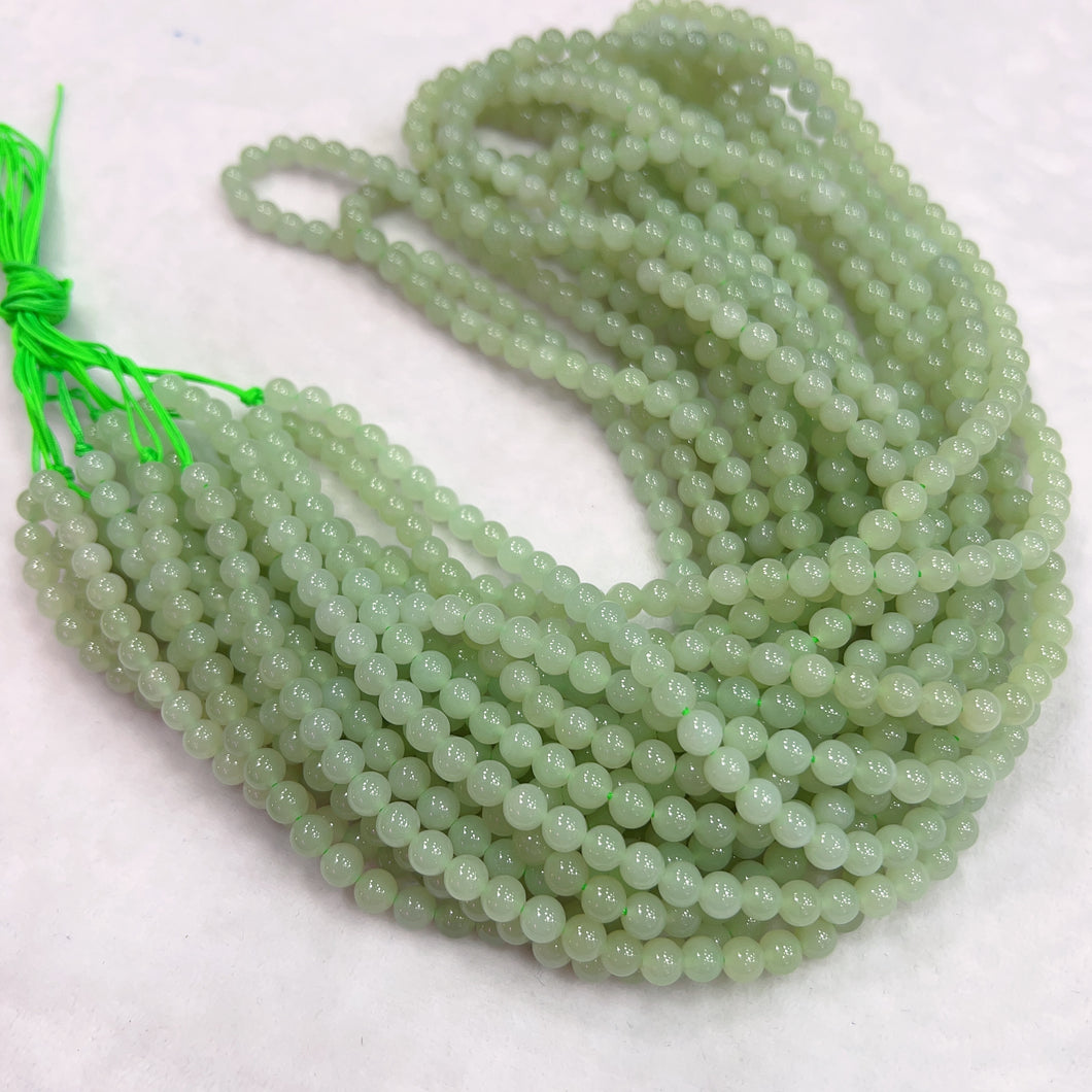 108 Light Green Nephrite Prayer Beads 6mm Round Bead Strands for DIY Jewelry Projects