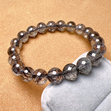 Load image into Gallery viewer, 9.2mm Natural Black Tourmalated Quartz Inclusion Crystal Bracelet | Men&#39;s Women&#39;s Healing Jewelry Remove Negativity
