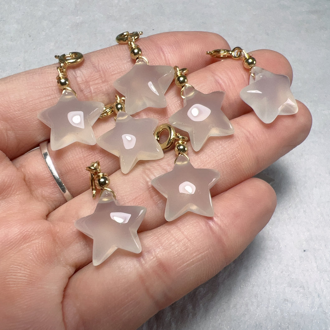 Natural White Chalcedony Star Charms Pendants for DIY Jewelry Project