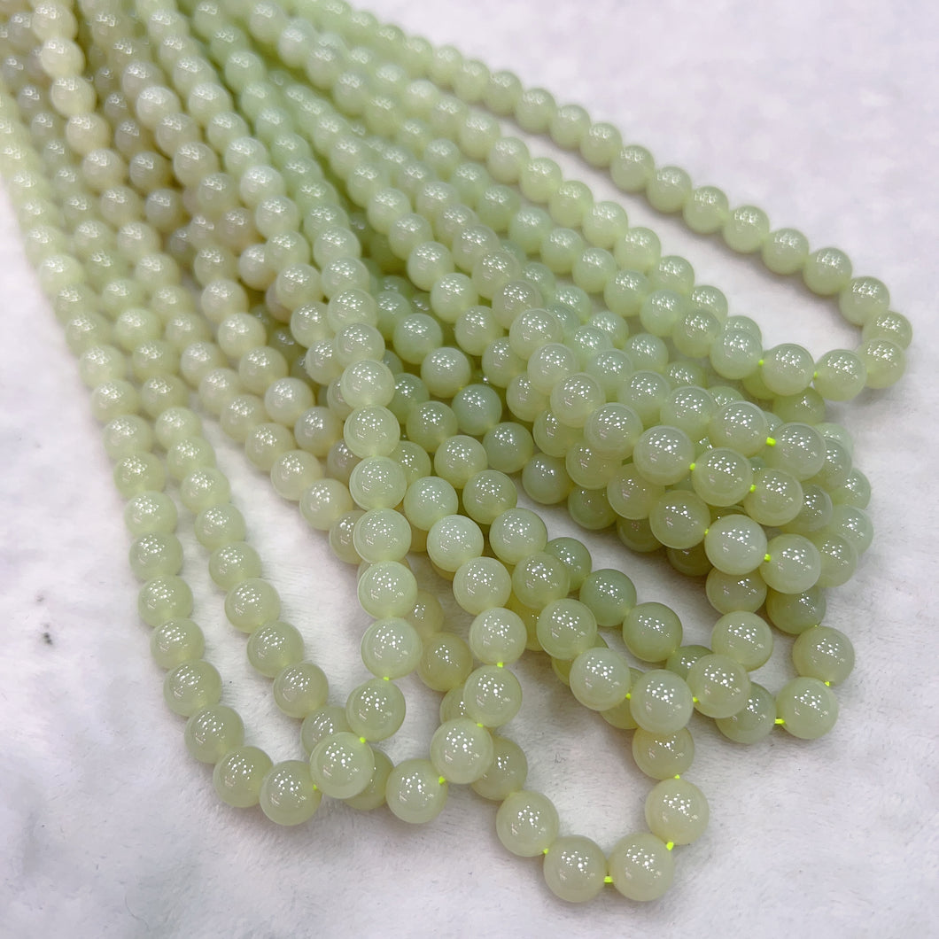 8mm Natural Yellow Nephrite Round Bead Necklace Strands for DIY Jewelry Projects