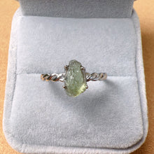 Load image into Gallery viewer, Natural Moldavite Raw Stone Ring 925 Sterling Silver Prongs | Rare High-frequency Healing Stone
