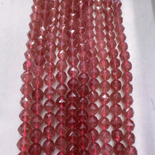 Load image into Gallery viewer, 9.5mm High-quality Natural Strawberry Quartz Diamond Cut Faceted Bead Strands Jewelry Findings Supplies
