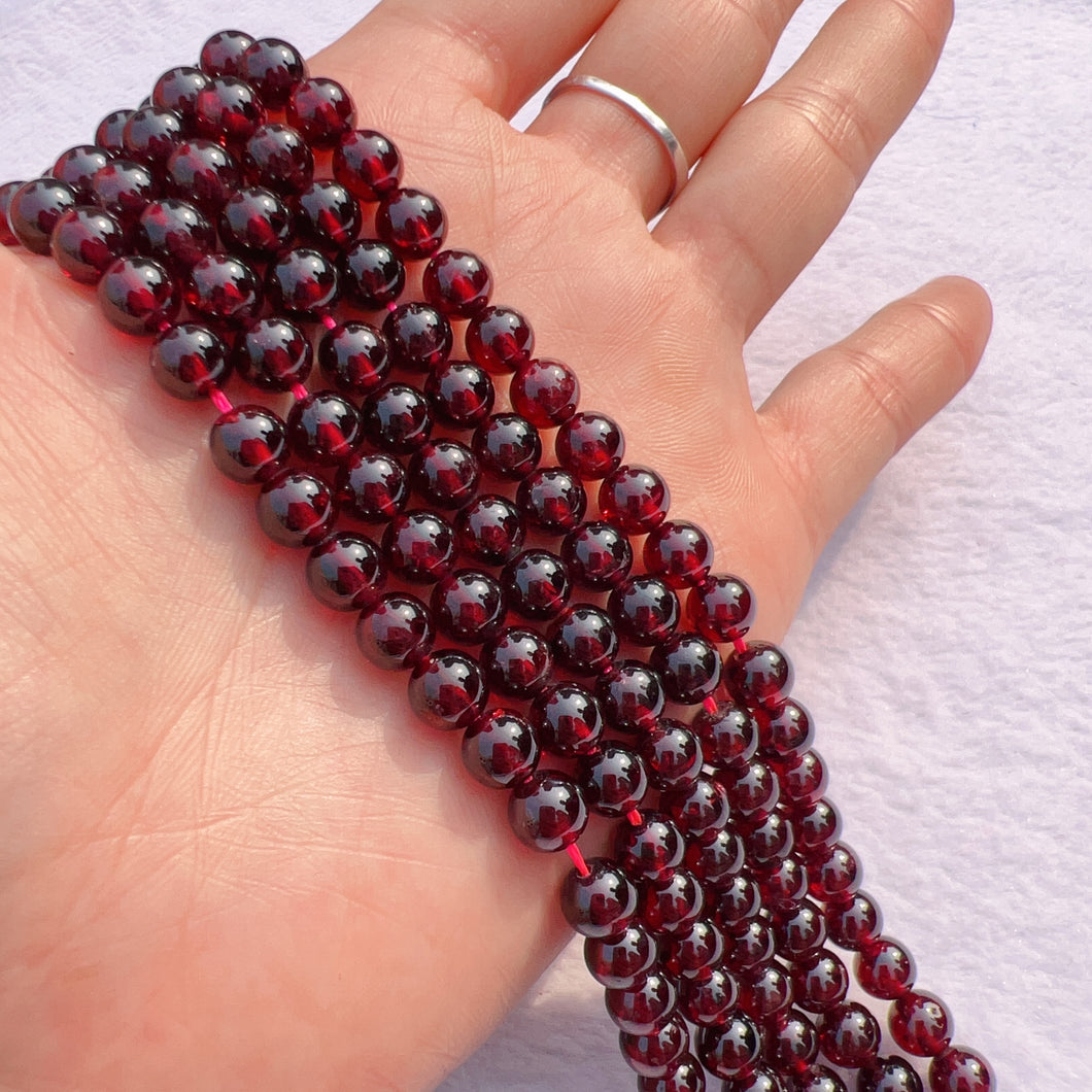 6 - 6.5mm Natural Almandine Red Garnet Round Bead Strands for DIY Jewelry Project