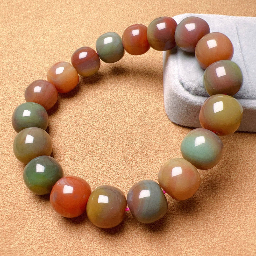 Stone of Strength 12x11mm High-quality Natural Assorted Color Yanyuan Agate Bracelet BR175-4