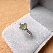 Load image into Gallery viewer, Natural Moldavite Raw Stone Ring 925 Sterling Silver Prongs | Rare High-frequency Healing Stone
