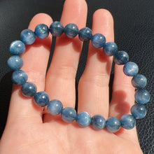 Load image into Gallery viewer, 8mm Blue Kyanite Bracelet High-quality with Cat Eye Natural Healing Crystal Throat Chakra Third Chakra

