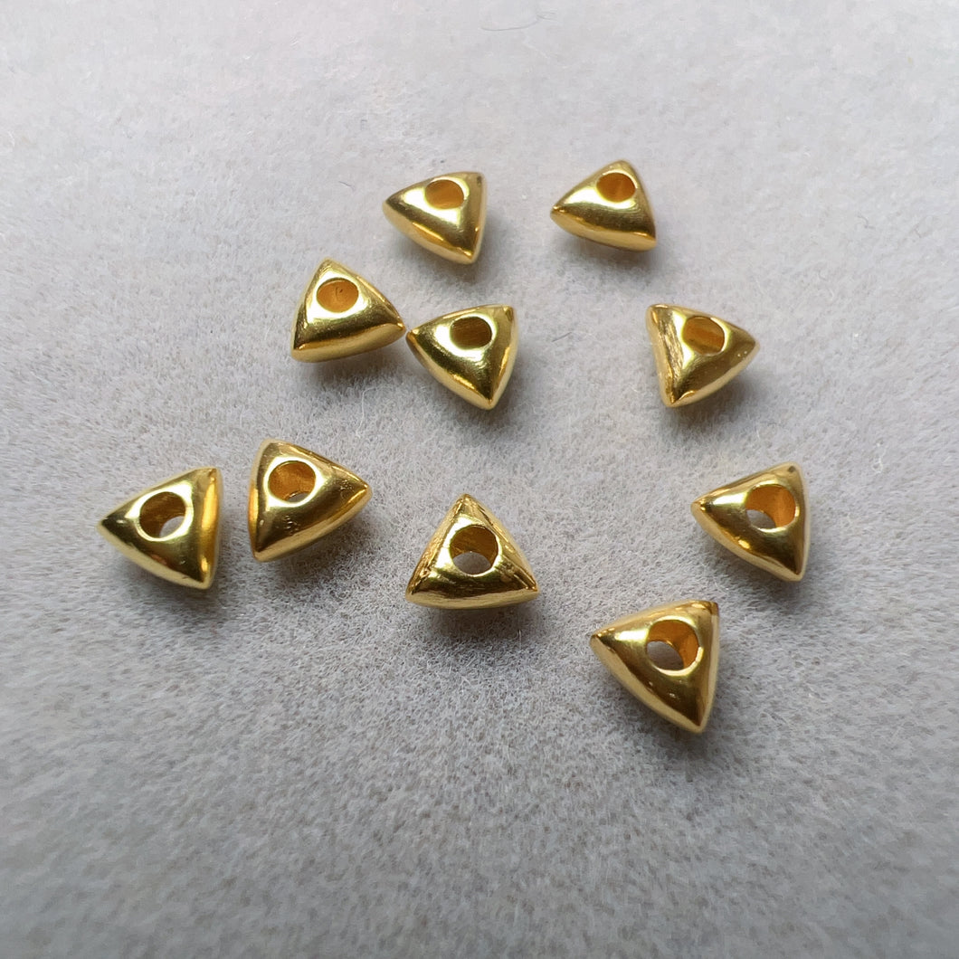 18K Real Yellow Gold Triangle Nugget Bead Charm for DIY Jewelry Projects