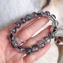 Load image into Gallery viewer, 11mm Natural Black Tourmalated Quartz Inclusion Crystal Bracelet | Men&#39;s Women&#39;s Healing Jewelry Remove Negativity
