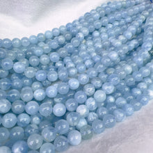 Load image into Gallery viewer, Natural Old Mine Aquamarine Round Bead Strands for DIY Jewelry Project
