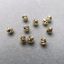 Load image into Gallery viewer, 3mm 18K Real Yellow Gold Carving Round Beads Charms for DIY Jewelry Projects
