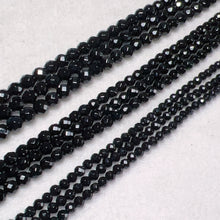 Load image into Gallery viewer, 3mm 4mm 5mm Heated Black Onyx Faceted Round Bead Strands
