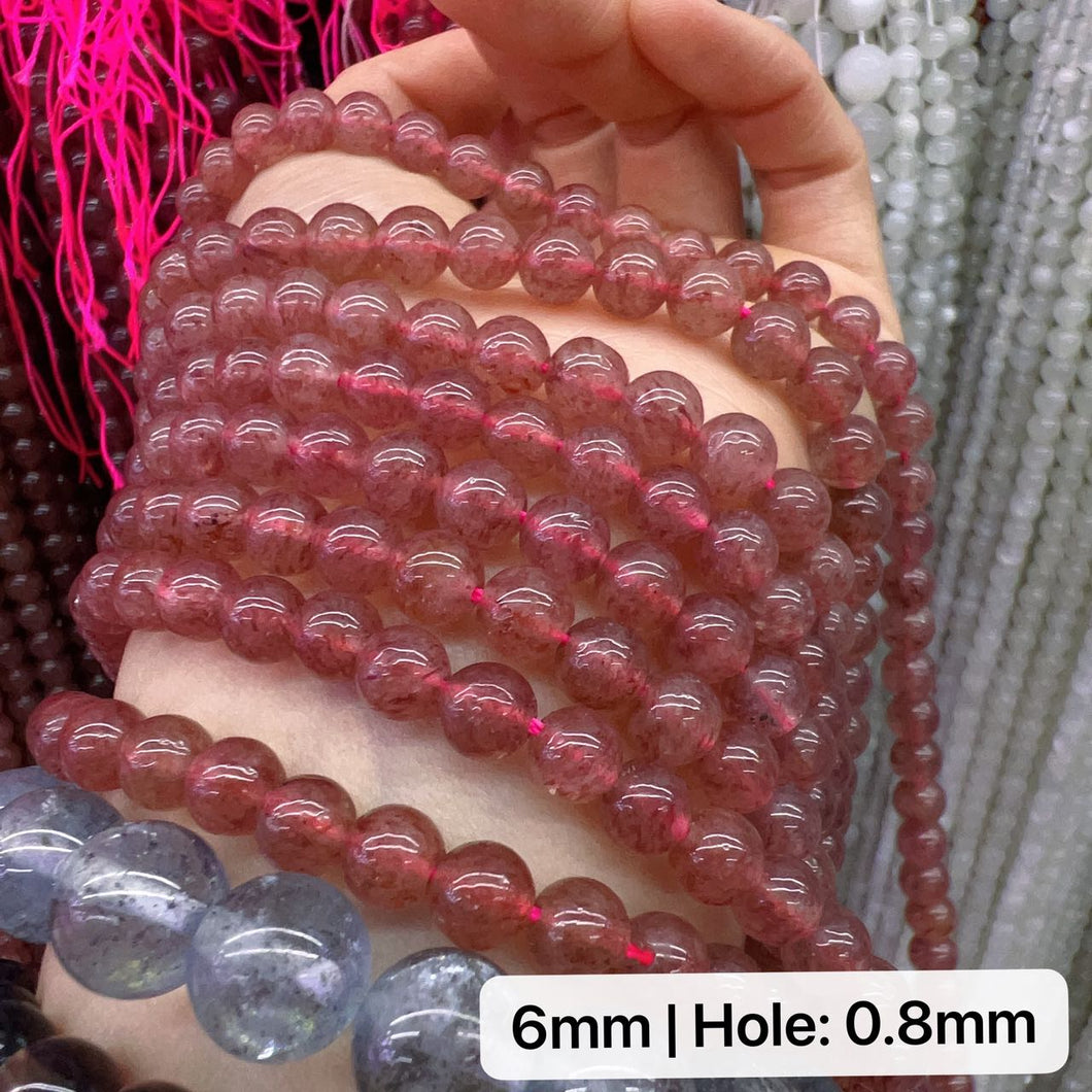 6mm 8mm 10mm Natural Strawberry Quartz Round Bead Strands for DIY Jewelry Project