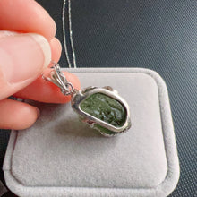 Load image into Gallery viewer, 5.5g Natural Czech Moldavite Raw Stone Pendant Necklace Top-quality Green | Rare High-frequency Heart Chakra Healing Stone
