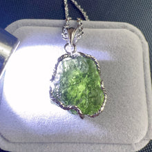Load image into Gallery viewer, 6.6g Natural Czech Moldavite Raw Stone Pendant Necklace | Top-quality Green | Rare High-vibration Heart Chakra Healing Stone
