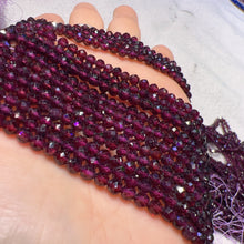Load image into Gallery viewer, Best Quality in Strands 4mm Natural Rhodolite Purple Garnet Faceted Bead Strands for DIY Jewelry Projects
