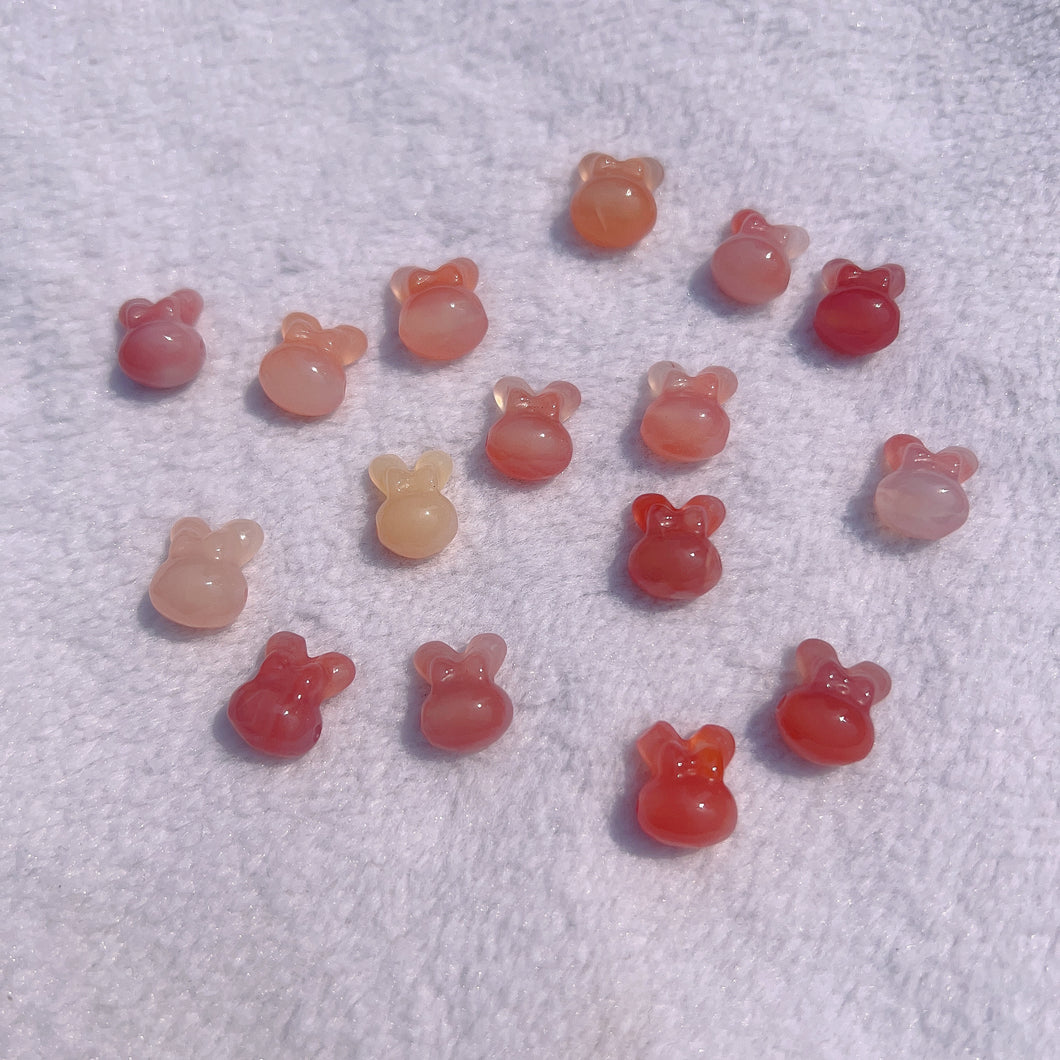 Natural Yanyan Agate Cute Rabbit Charms for DIY Jewelry Project