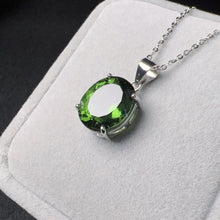 Load image into Gallery viewer, Top Grade Oval Cut Czech Moldavite Pendant Necklace Best Green Color | Rare High-frequency Healing Stone
