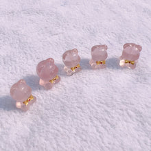 Load image into Gallery viewer, Cute Parts - Natural Rose Quartz Bear Charms with 925 Sterling Silver for DIY Jewelry Project
