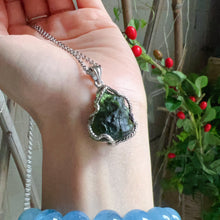 Load image into Gallery viewer, 9.6g Natural Czech Moldavite Raw Stone Pendant Necklace | Top-quality Green | Rare High-vibration Heart Chakra Healing Stone

