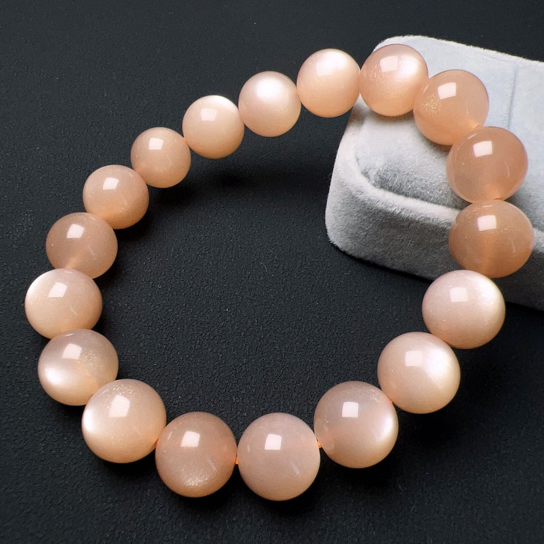 High-quality 11.4mm Peach Moonstone Bracelet | Increase Your Charm | Sacral Chakra
