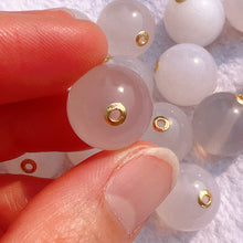 Load image into Gallery viewer, 14mm Natural White Chalcedony Round Bead with 18k Yellow Gold Spacers for DIY Jewelry Project
