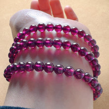 Load image into Gallery viewer, 5.7mm High Quality 3-Wraps Rhodolite Purple Garnet Bracelet Beaded Style | Crown Root Chakra Healing Crystal Jewelry

