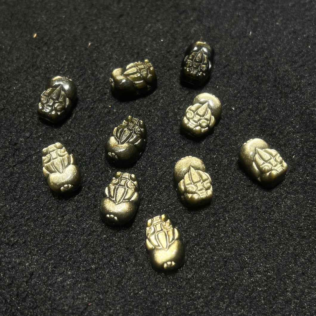 Top-grade Natural Gold Sheen Pixiu Bead Charms for DIY Jewelry Project