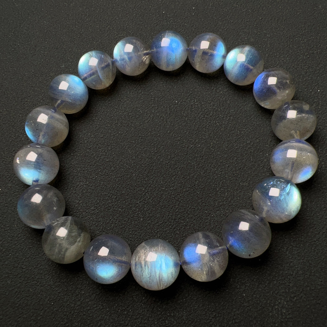 11.6mm Strong Blue Flash Labradorite Bracelet | Natural Throat Chakra Healing Crystal Jewelry