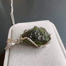 Load image into Gallery viewer, 7.1g Natural Czech Moldavite Raw Stone Pendant Necklace | Top-quality Green | Rare High-vibration Heart Chakra Healing Stone
