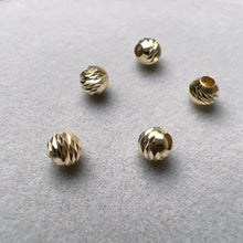 Load image into Gallery viewer, 4mm 18K Real Yellow Gold Carving Round Beads Charms for DIY Jewelry Projects
