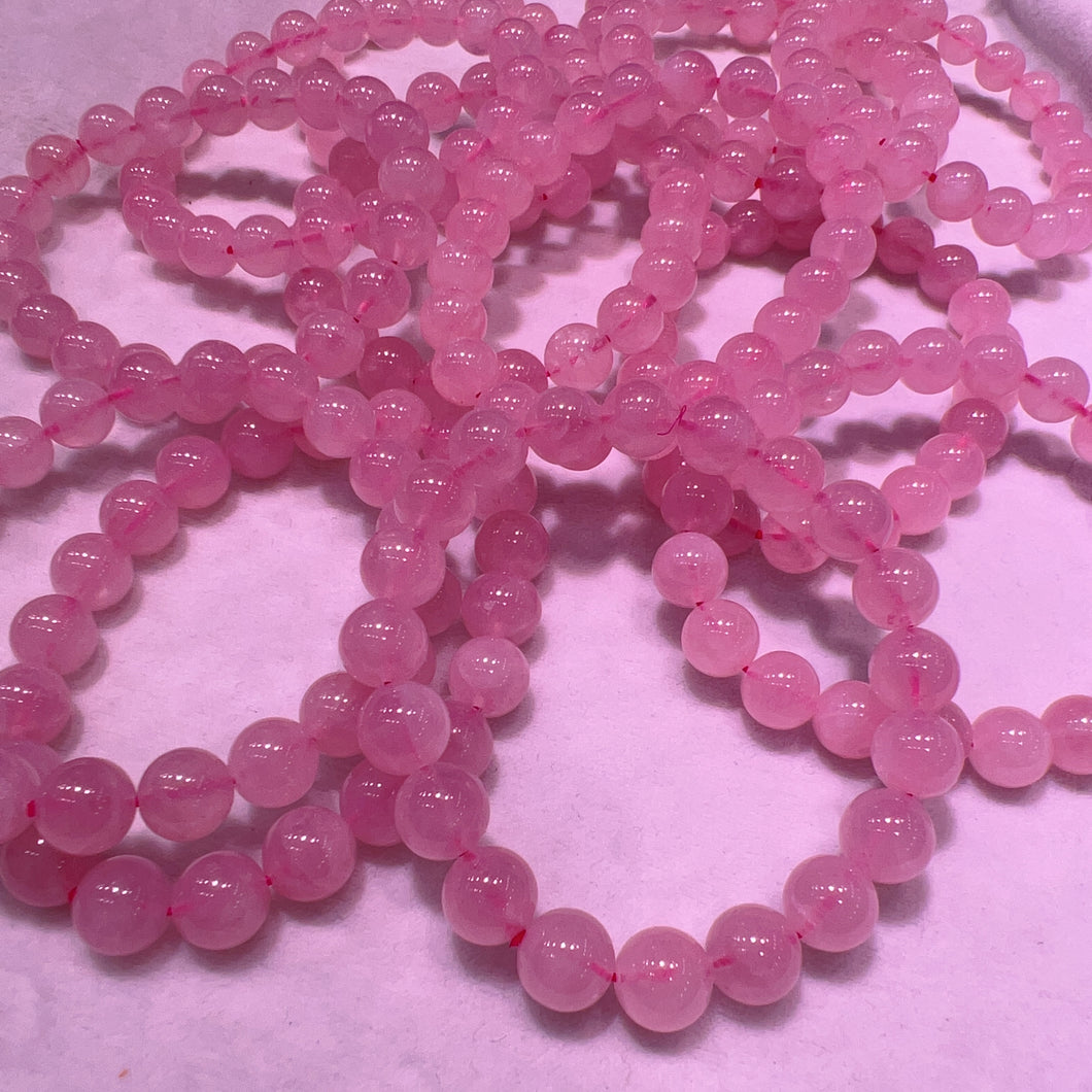 9-9.5mm Natural Madagascar Rose Quartz Round Beaded Bracelets for DIY Jewelry Project
