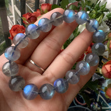 Load image into Gallery viewer, 11.6mm Strong Blue Flash Labradorite Bracelet | Natural Throat Chakra Healing Crystal Jewelry
