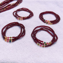 Load image into Gallery viewer, High-quality Natural Red Garnet Rainbow Tourmaline 3-Wraps Bracelets Customized Jewelry Wholesale
