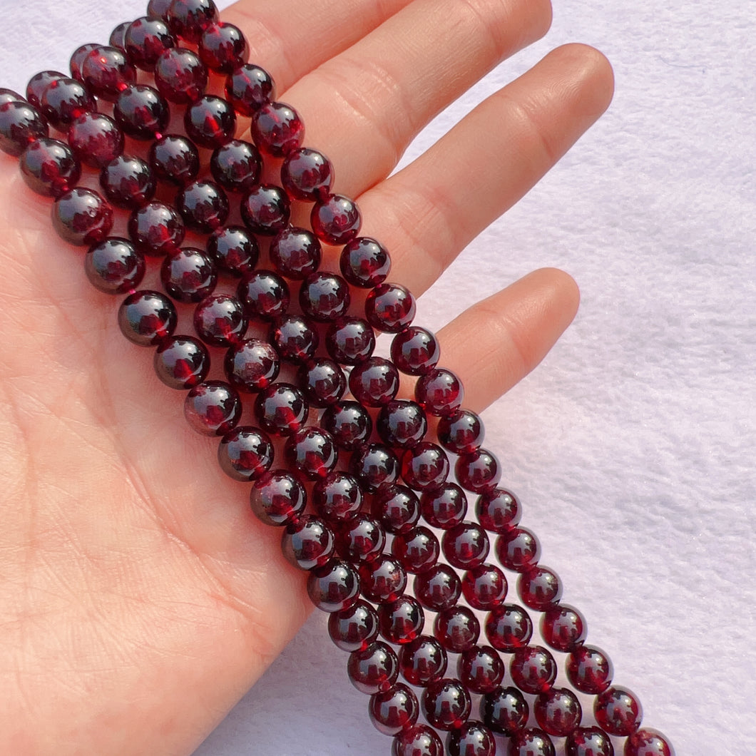 7 - 7.5mm Natural Almandine Red Garnet Round Bead Strands for DIY Jewelry Project