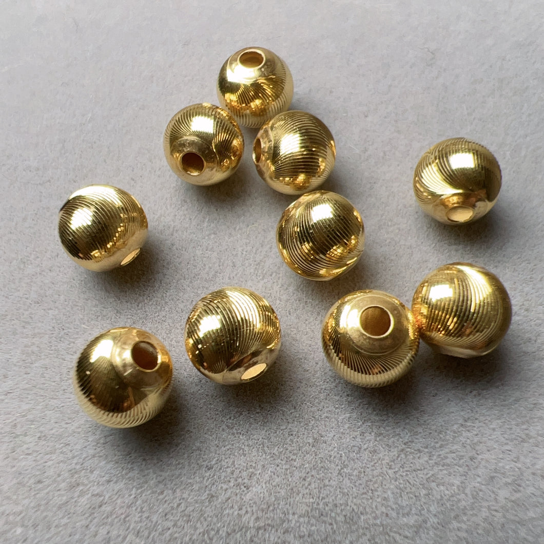 5.8mm 18K Yellow Gold Cat-eye Bead Charm for DIY Jewelry Projects
