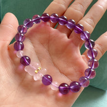 Load image into Gallery viewer, 8mm Natural Amethyst Healing Crystal Bracelet with Gummy Bear Charm | Custom-made Crown Chakra Jewelry

