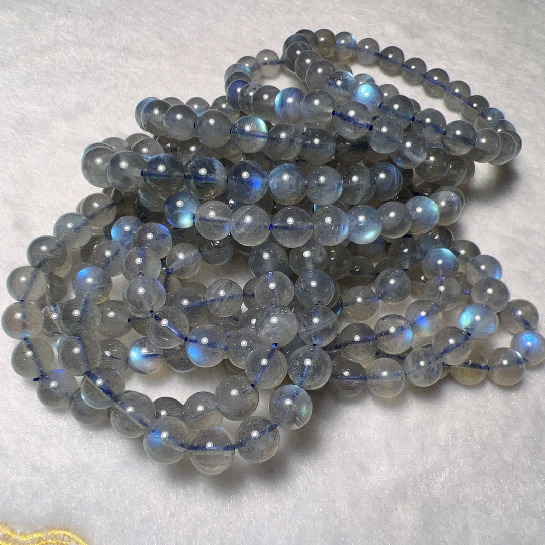 8mm Natural Blue Flash Labradorite Round Beaded Bracelets for DIY Jewelry Project