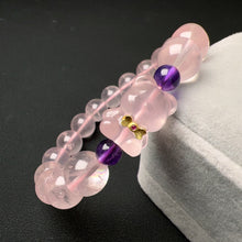 Load image into Gallery viewer, 10mm Mozambique Rose Quartz Beaded Bracelet with Gummy Bear Charm | Custom-made Heart Chakra Jewelry
