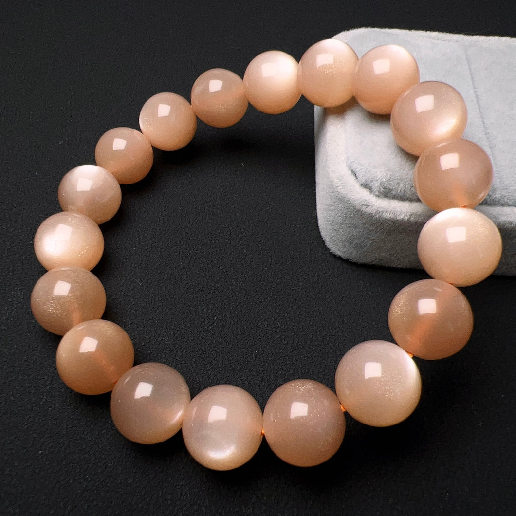 High-quality 11.3mm Peach Moonstone Bracelet | Increase Your Charm | Sacral Chakra
